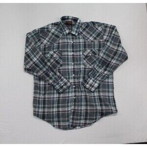 Western Fashions Men Gray Pearl Snap Plaid Size XL
